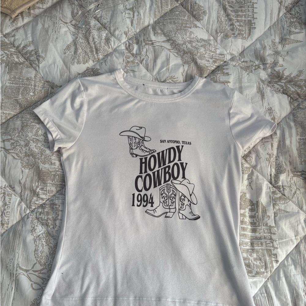 White Howdy Cowboy Graphic T-Shirt